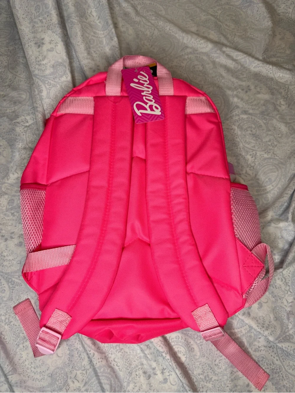 Barbie Hot Pink 5 piece Backpack Set- Matching Pouch, Lunch Bag, Bottle, Clip